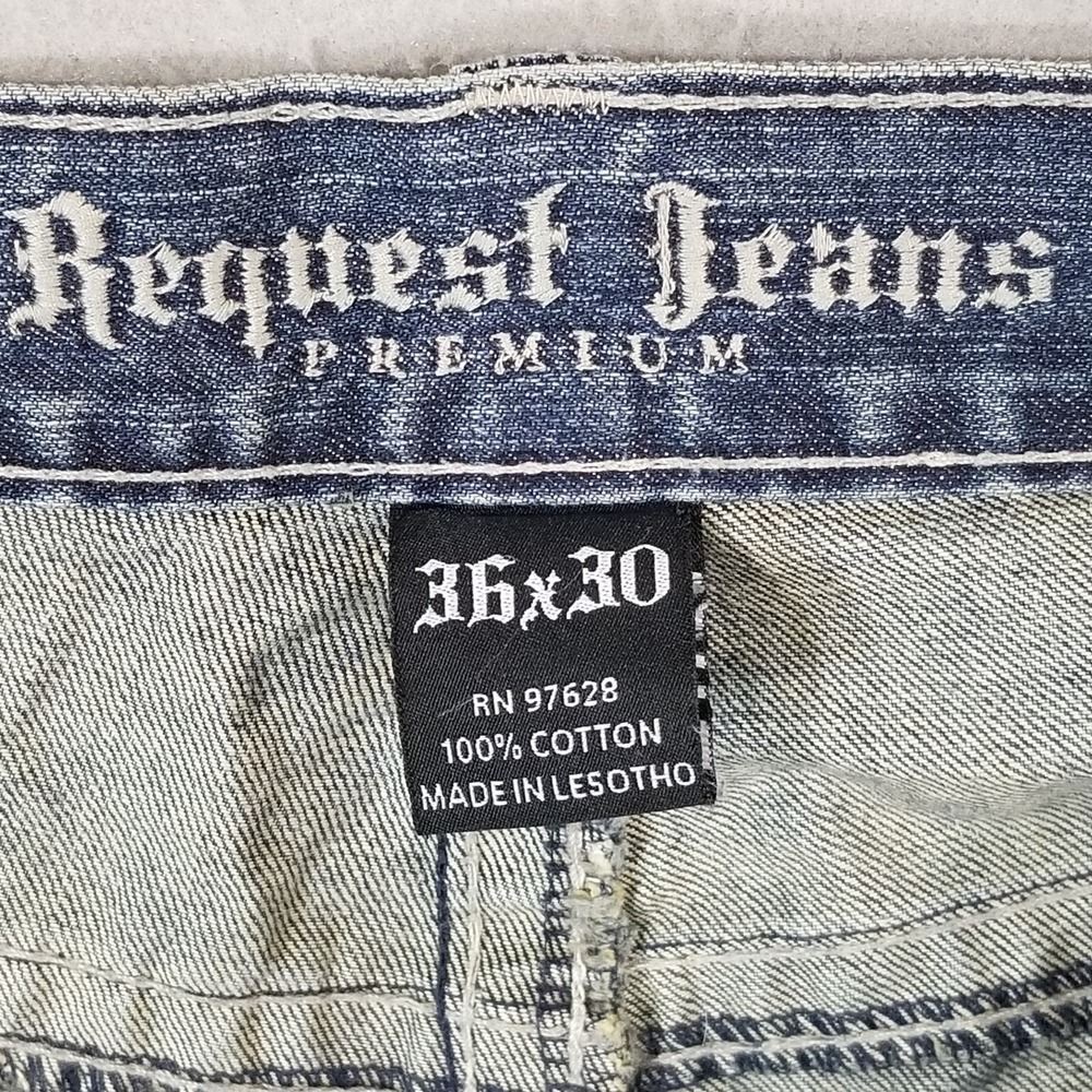 Request jeans men's 36x30 loose straight blue denim pants retro Y2K - Picture 11 of 11